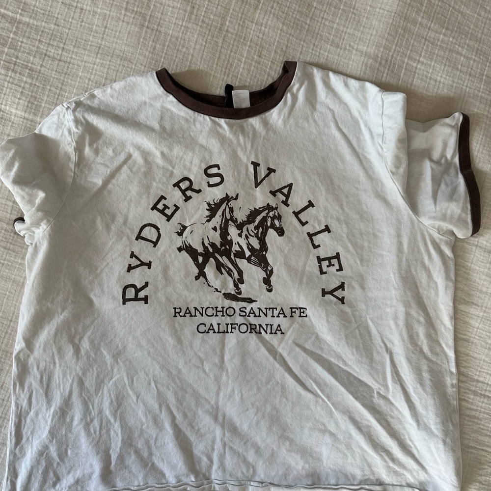H&M White and Brown Graphic Tee